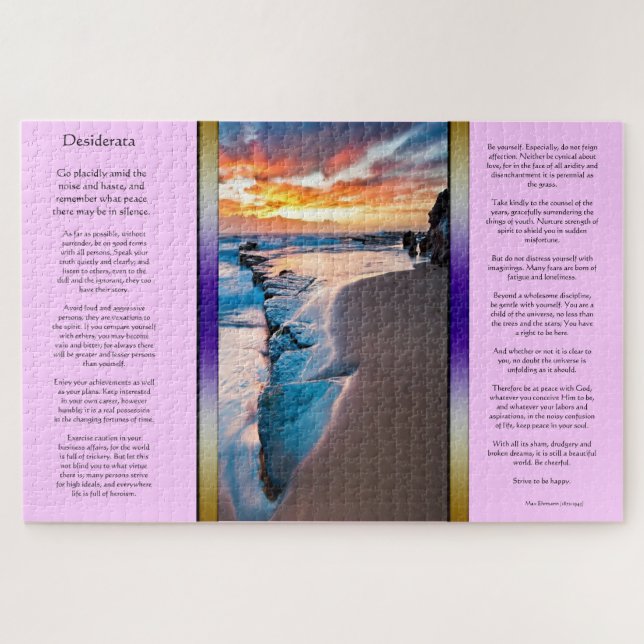 Quebra-cabeça Desiderata Blue Ocean Shoreline Sunset (Horizontal)