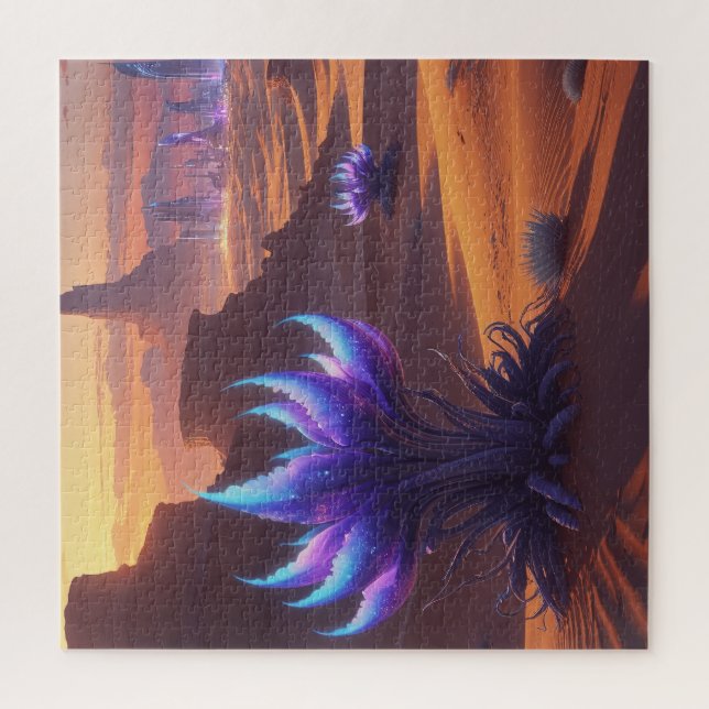 Quebra-cabeça Desierto místico con ciudad futurista (Vertical)