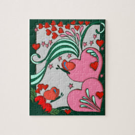 Quebra-cabeça Design 60s retro dos corações