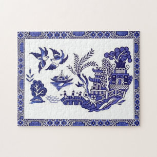 Quebra-cabeça Design Azul-branco-azul-chinês azul