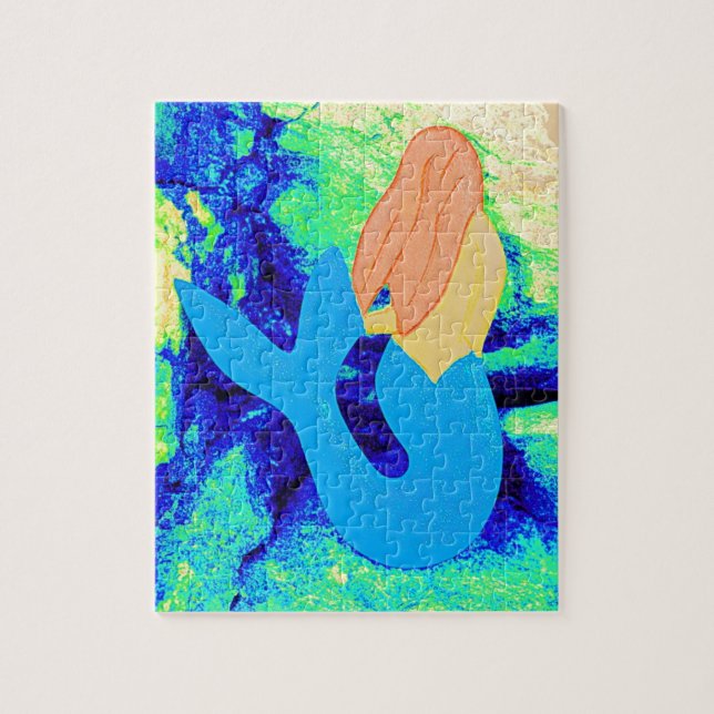 Quebra-cabeça design da sereia de cauda azul (Vertical)