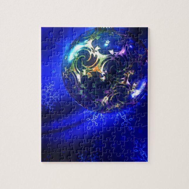 Quebra-cabeça Design de bauble de natal azul elétrico, personali (Vertical)