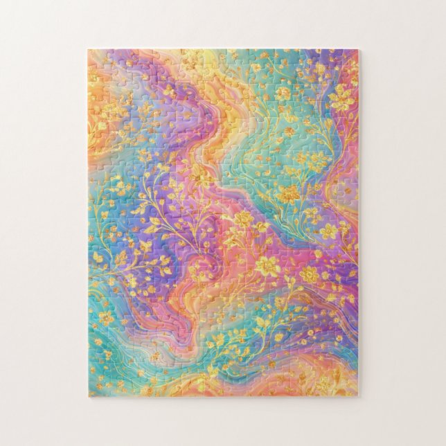 Quebra-cabeça Design de Monograma Floral Abstrato Moderno com Br (Vertical)