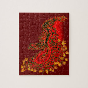 Quebra-cabeça Design de ouro e vermelho do Dragão da China
