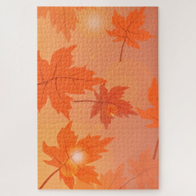 Quebra-cabeça Design de outono com folhas de maple e efeito de c (Vertical)