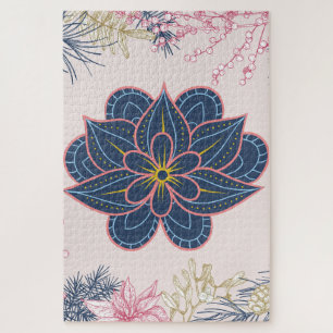 Quebra-cabeça Design de padrão de Paisley azul e roxo