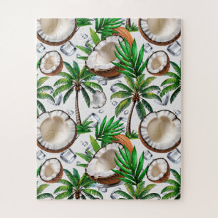 Quebra-cabeça Design de Padrão Tropical de Árvore de Coco
