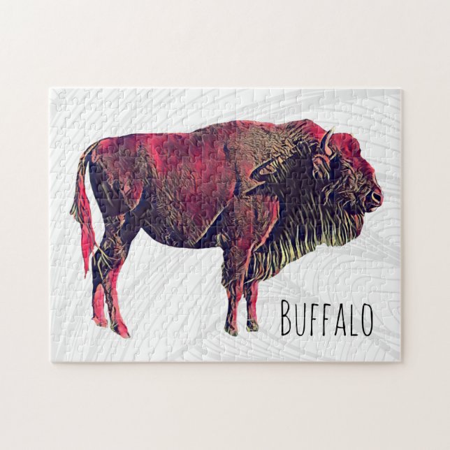 Quebra-cabeça Design de Retrato de Buffalo para Bison ou Animal  (Horizontal)