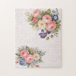 Quebra-cabeça Design de Rosa Floral Personalizada Rústica Vintag