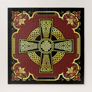Quebra-cabeça design de vermelho/preto/ouro/rico vermelho