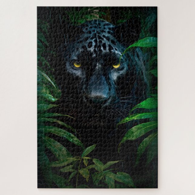 Quebra-cabeça Design de Vida Selvagem da Selva da Pantera Negra  (Vertical)