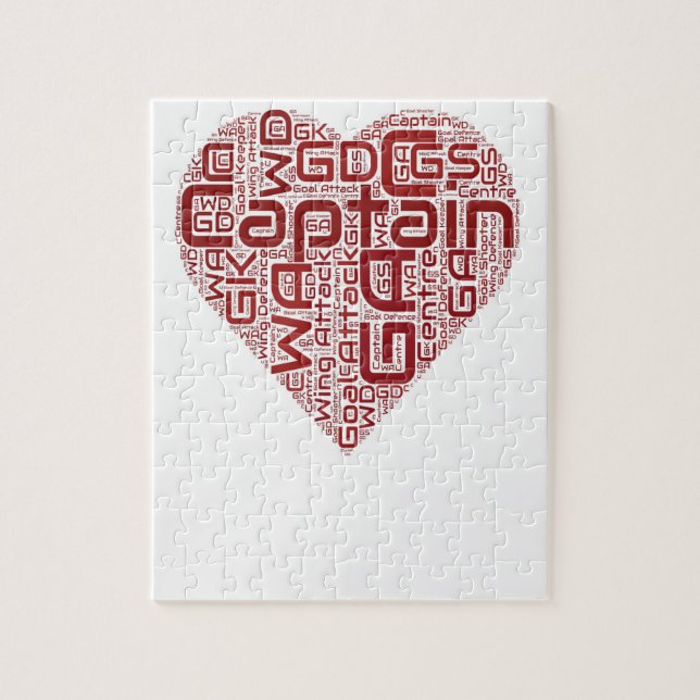 Quebra-cabeça Design do coração das posições do Netball (Vertical)