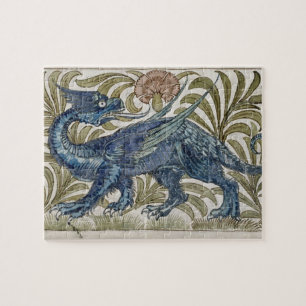 Quebra-cabeça Design do "dragão" para um azulejo (w/c no papel)