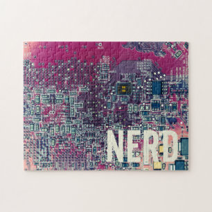 Quebra-cabeça Design do nerd do circuito vermelho
