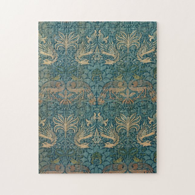 Quebra-cabeça Design do pavão de William Morris e da matéria (Vertical)