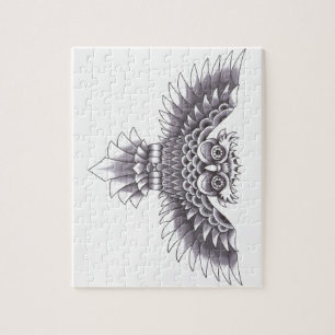 Quebra-cabeça Design do tatuagem da coruja da velha escola