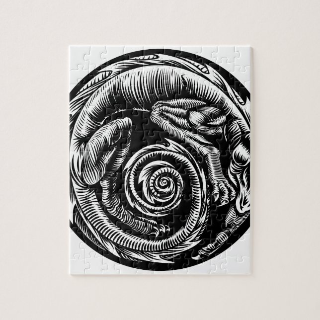 Quebra-cabeça Design do tatuagem do dragão (Vertical)