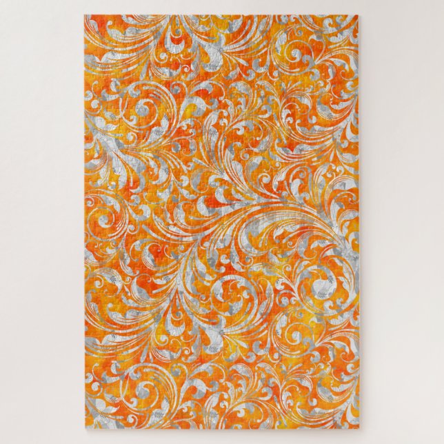 Quebra-cabeça Design floral cor de laranja (Vertical)