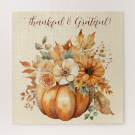 Quebra-cabeça Design Floral de Abóbora de Aquarela