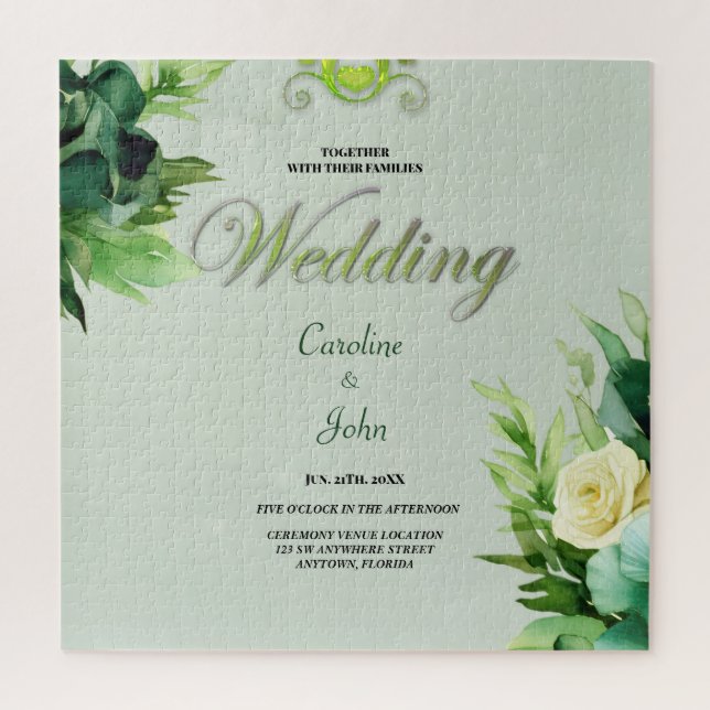 Quebra-cabeça Design floral verde maravilhoso. (Vertical)