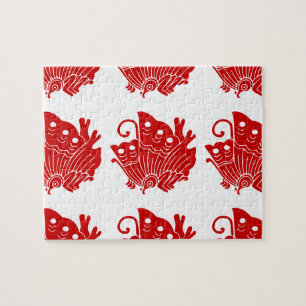 Quebra-cabeça Design Kamon Japonês de Borboleta Asiática