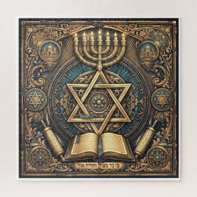 Quebra-cabeça Design Tradicional Judaica e puzzle que desafia a  (Vertical)