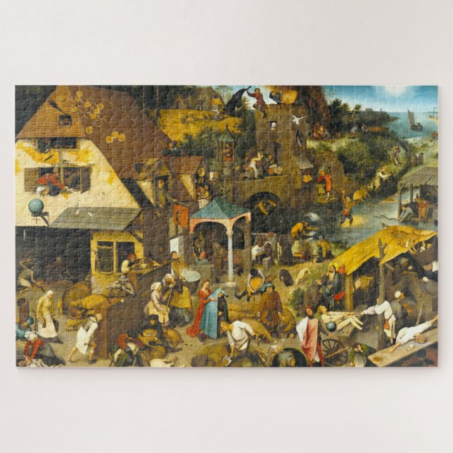 Quebra-cabeça Detalhado Pieter Brueghel "Dutch Proverbs" 1559, (Horizontal)