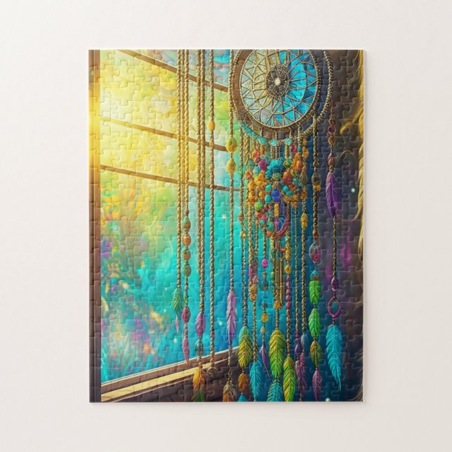 Quebra-cabeça Detector Místico em Verde Puro da Janela (Vertical)