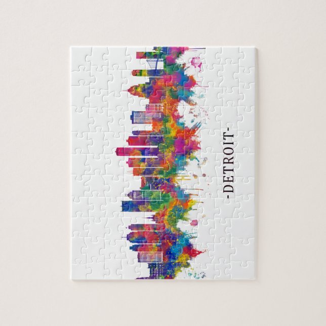 Quebra-cabeça Detroit Michigan Skyline (Vertical)