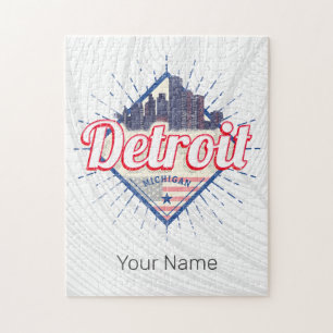 Quebra-cabeça Detroit Michigan United States Skyline Vintage EUA