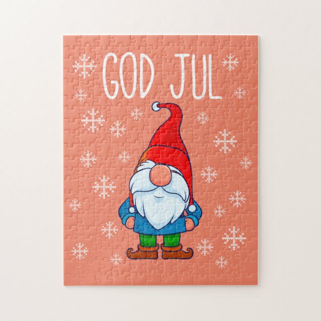 Quebra-cabeça Deus Jul, Tomte Sueco Gnomo, Feliz Escandinava (Vertical)