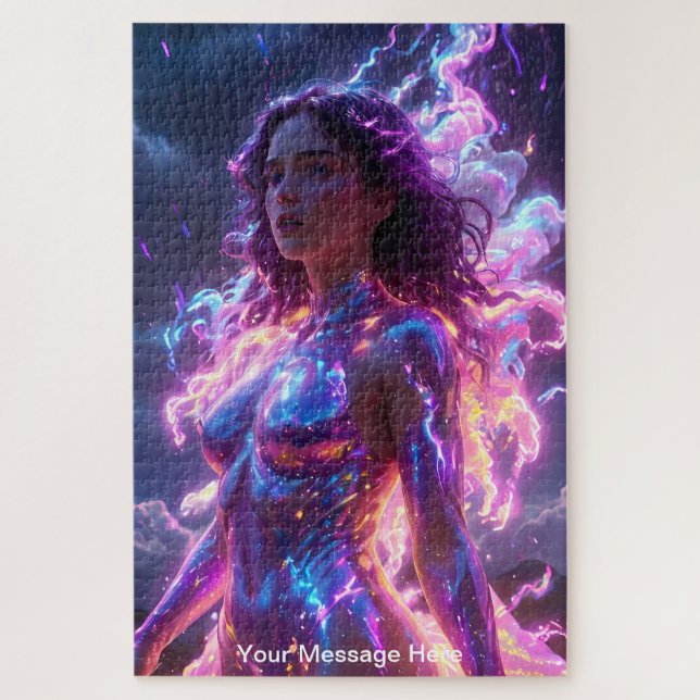 Quebra-cabeça Deusa cósmica com cor neon vibrante (Vertical)