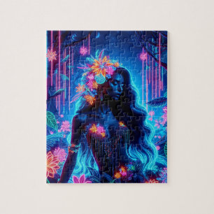 Quebra-cabeça Deusa Da Luz Neon brilha Arte de fantasia da flore