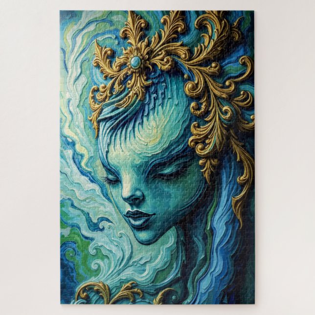 Quebra-cabeça Deusa Eetérea: Fusão da Arte e da Fantasia (Vertical)