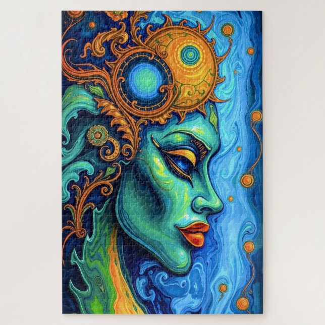 Quebra-cabeça Deusa Eetérea: Fusão da Arte e da Fantasia (Vertical)