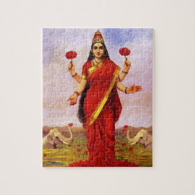 Quebra-cabeça Deusa Hindu Lakshmi por Raja Ravi Varma (Vertical)