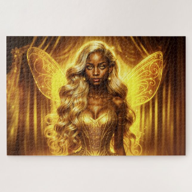 Quebra-cabeça Deusa mística da luz com asas de fadas radiantes (Horizontal)
