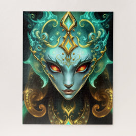 Quebra-cabeça Deusa Mística Esmeralda com Olhos de Brasa Brilhan