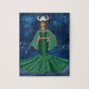 Quebra-cabeça Deusa Zodiac Taurus no Espaço Celestial da Galáxia