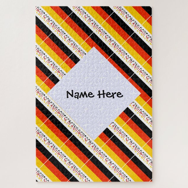 Quebra-cabeça Deutchland and German Flag Tiled Personalized  (Vertical)