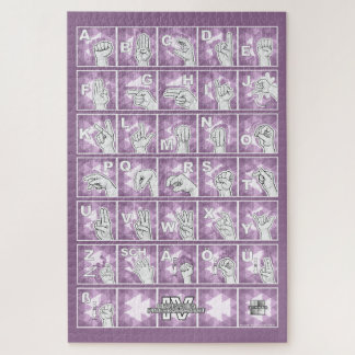 Quebra-cabeça Deutsches Fingeralphabet 4 - lavendelgrau / Puzzle