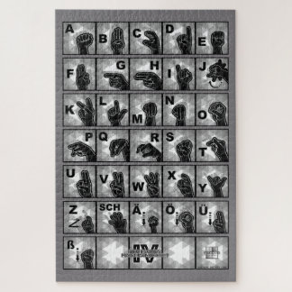 Quebra-cabeça Deutsches Fingeralphabet 4 - schwarz / Puzzle