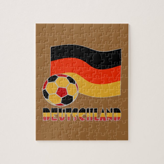 Quebra-cabeça Deutschland Flag and Soccer Ball Gray Border (Vertical)