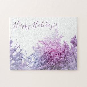 Quebra-cabeça Dia brilhante de inverno Rosa Violeta-pintada