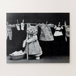 Quebra-cabeça Dia da Lavagem Engraçado de Cat