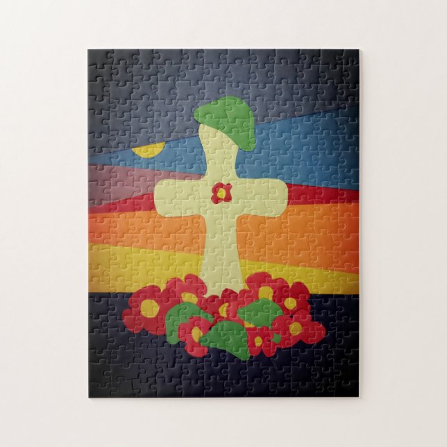 Quebra-cabeça Dia da Lembrança Fallen Soldier Grave Poppies Verm (Vertical)