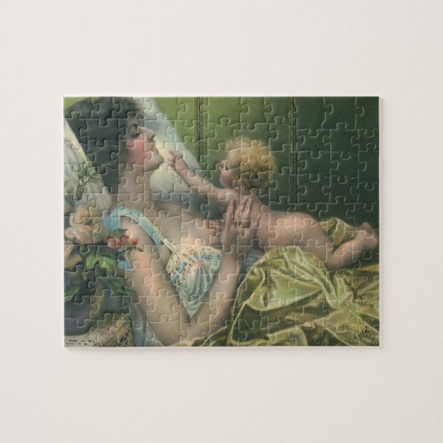 Quebra-cabeça Dia das Mães Vitoriano Antigo, Mãe com Bebê (Horizontal)