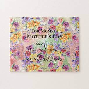 Quebra-cabeça Dia de as mães de Aquarela Floral