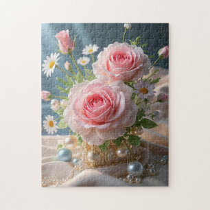 Quebra-cabeça Dia de as mães Delicar rosas rosa e margaridas bra