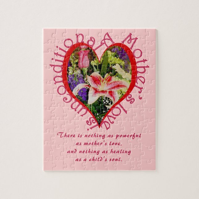 Quebra-cabeça Dia de as mães Floral Love Incondicional Poem Smal (Vertical)